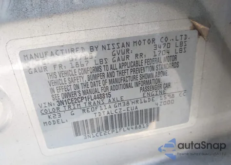 2015 Nissan Versa Note S Plus из США, поврежденный, VIN 3N1CE2CP1FL448815